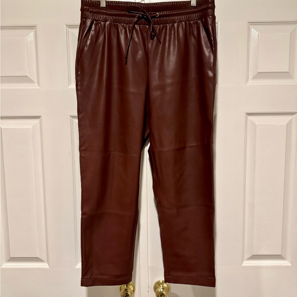 LOFT Burgundy Imitation Leather (Pleather) Pants - Women’s Large